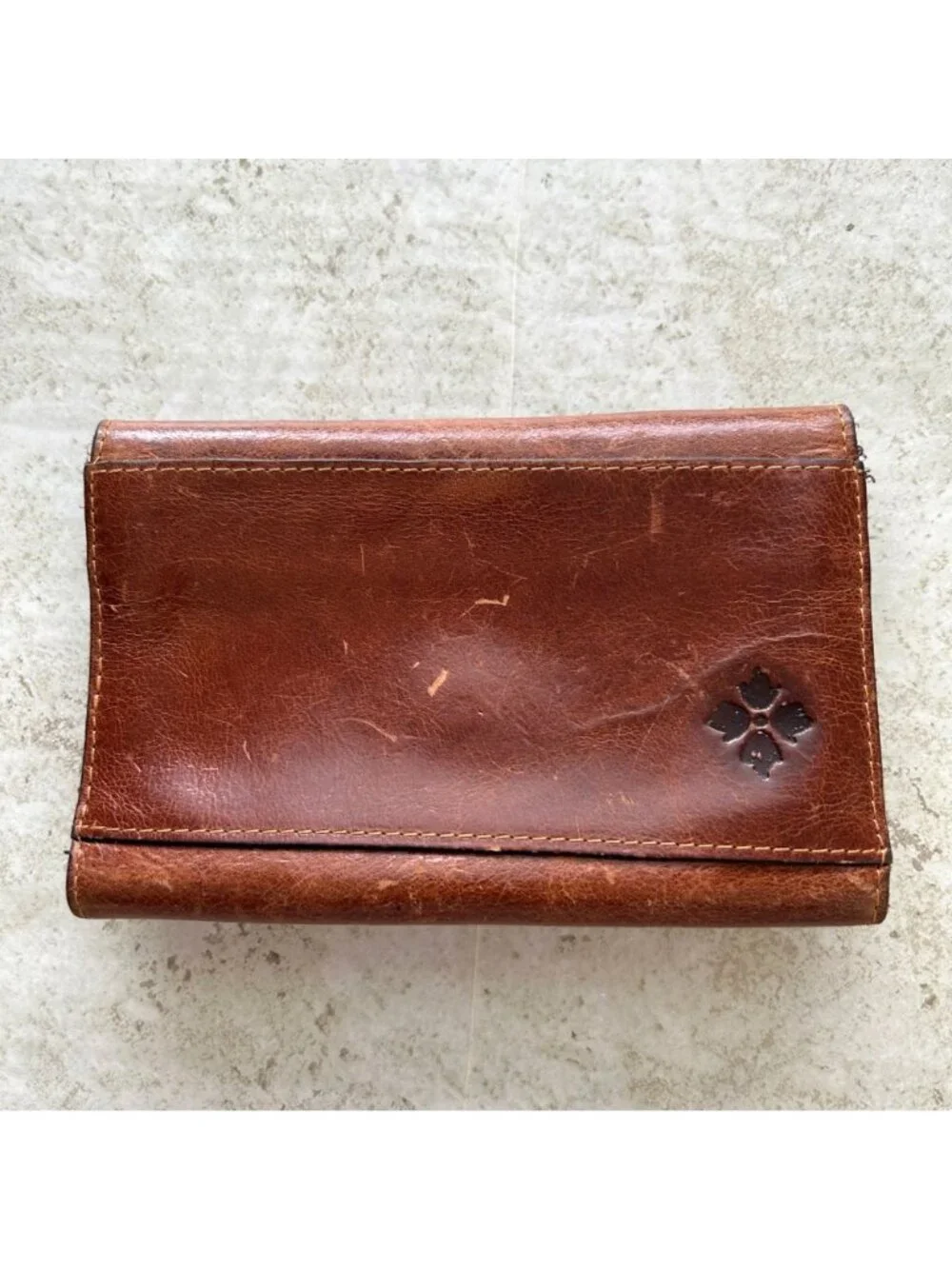 Vintage Patricia Nash Women's Brown Leather Wallet With Floral Metal Clasp